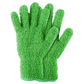 Sibba 2pcs Microfiber Dusting Mitt Gloves Auto Household Cleaning Mittens Cloth Reusable Washable Gloves for Men Women Kitchen House Blinds Plants Mirrors Lamps Car Cleaning (Dark Green)