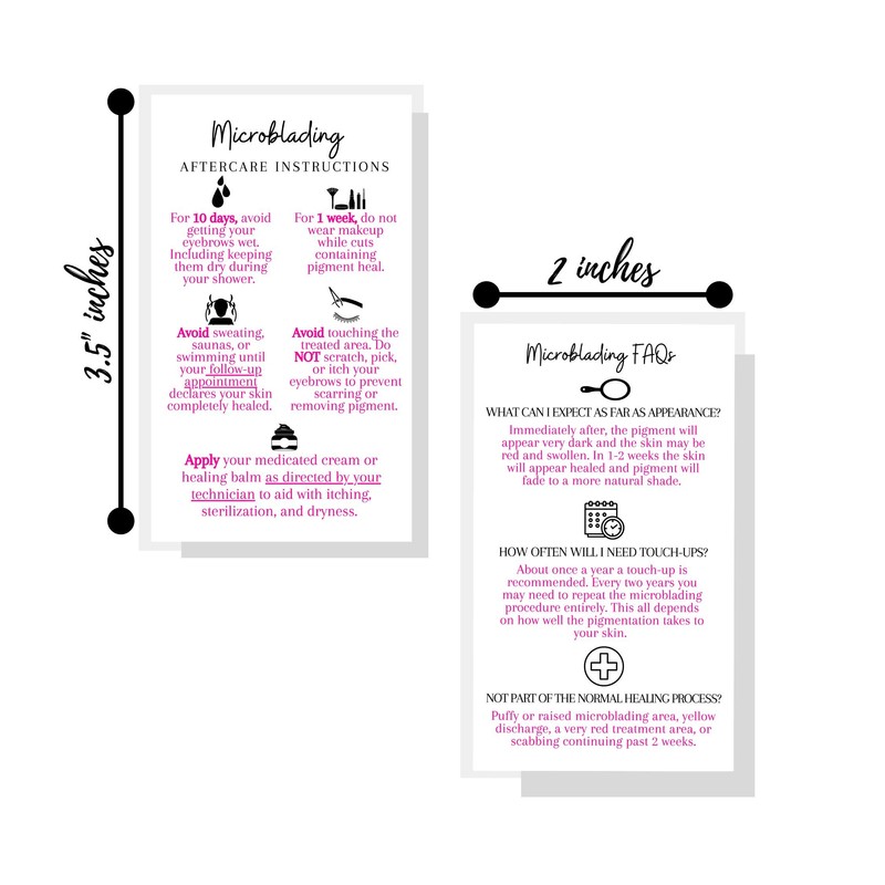 Boutique Marketing LLC Microblading Aftercare Instruction Cards | 50 Pack