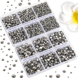 6736pcs Hotfix Rhinestones Flatback,Gray Rhinestones for Crafts Clothes Mixed 5 Sizes, Hotfix Crystals with Tweezers and Wax Pencil Kit, SS6-SS30,Black Diamond