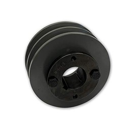 Double Groove 4.25" Cast Iron Electric Motor" H" Pulley/Sheave, Bushing Included, for 5/8" Top Width B/5L/BK/5LK Section V Belt, 2 Groove Pulley (1-1/8" Shaft / 1.125" Bore, 2BK45H)