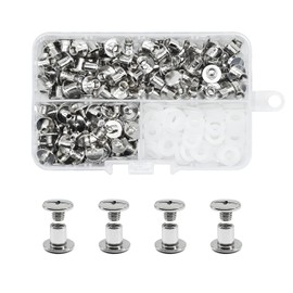 JINTANG 90 Sets Chicago Book Screws, M5 x 5 mm Binding Screws Kit Screw Metal Accessories Nails Rivets Chicago Button for DIY Leather Decoration, Bookbinding, Bookbinding (Silver)