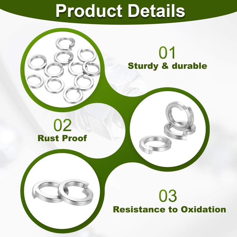 PATIKIL 100 Pcs Split Lock Washer, M4 Spring Lock Washer