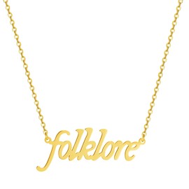 HSWYFCJY Gold Folklore Necklace for Women,TS Outfit Jewelry Accessories for Eras Tour,TS Inspired Necklace for Music Lover,Singer Fans Gifts Album Song Title Necklace