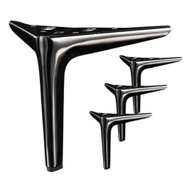 Anterrific 6 Inch Shiny Black Furniture Legs, Metal Legs for Furniture Set of 4,DIY Replacement for Sofa Legs, Cabinet Legs, Couch Legs, Ottoman Legs, Table Legs and Dresser Legs (Black, 6 inch)