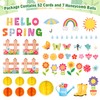 Konsait Spring Bulletin Board Decorations, 59Pcs Raindrop Flower Hello Spring