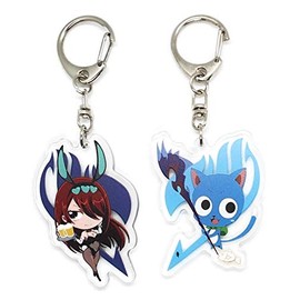 EBTY DREAMS Inc. - Set of 2 Fairy Tail Acrylic Keychain Erza Scarlet, Happy