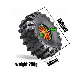 Chanmoo 4Pcs RC 2.2 Beadlock 10-Spokes Wheel Rims & Rubber Crawler Tire for 1/10 RC Crawler Axial SCX10 RBX10 Wraith 90048 90018 Traxxas TRX4 (Titanium)