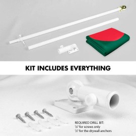 UD_G128 Combo Pack: 6 Ft Tangle Free Spinning Flagpole (White) & Bangladesh Flag 3x5 Ft Printed 150D Polyester, Brass Grommets (