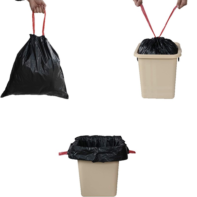 Begale 8 Gallon Drawstring Trash Bags, Black, 110 Counts