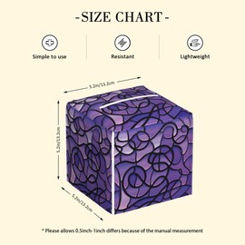 POIUBLE Abstract Purple Stained Glass Tissue Box Cover Leather Tissue Box Holder Square Facial Paper Organizer Dispenser for Bathroom Kitchen Bedroom Vanity Countertop Night Stands