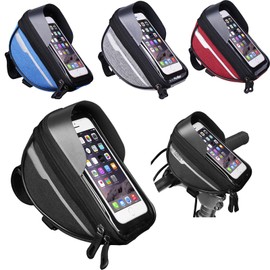 Boxonly Newest Hard Casing Bike Bag, Lightweight and Durable Waterproof Phone Holder in Black, Sensitive Touchscreen for Phones up to 6.4 inches, Perfect Bike Accessories - 7"x4" / 18x10 cm