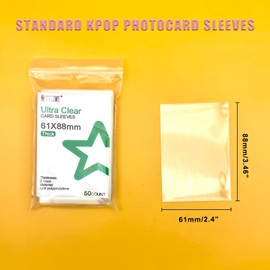 100 Pcs Kpop Photocard Sleeves 61x88mm Clear Polypropylene Photo Card Protector for Kpop Albums Photocards, No PVC and Acid Free (50Pcs x2 Pack)