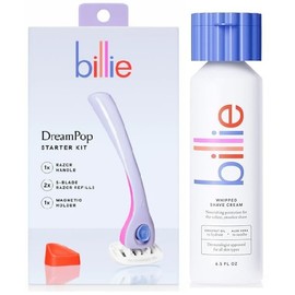 Gift Set: Billie Women’s Razor Kit - 1 Handle + 2 x 5-Blade Refills + Magnetic Holder and Whipped Shave Cream - Lavender & Bergamot Scent - 6.5 fl oz (DreamPop)