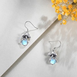 Moonstone Mushroom Earrings 925 Sterling Silver Mushroom Dangle Earrings Mother's Day Jewelry for Women Mom