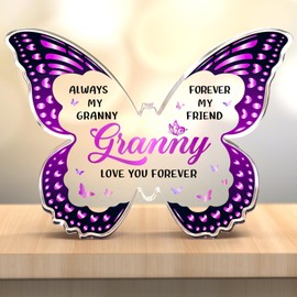 Gleevara Granny Gifts, Butterfly Shape Acrylic Plaque, Granny Birthday Gifts from Grandchildren on Her Thanksgiving Christmas Mothers Day