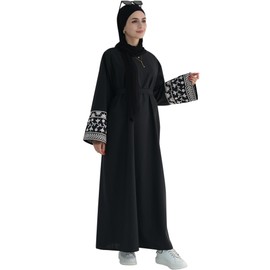 Embroidered Muslim Abaya Long Sleeve Dubai Dress Turkish Robe Zipper Maxi Dess Women Eid Clothes