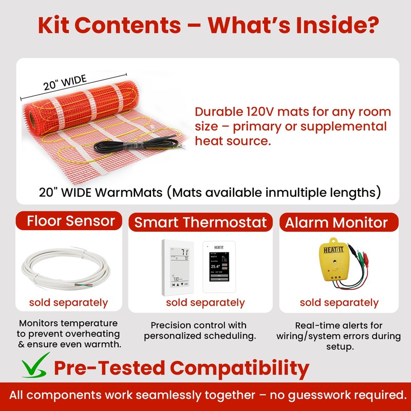 40 sqft HEATIT Warmmat Electric Radiant Self-adhesive Floor Heat Heating