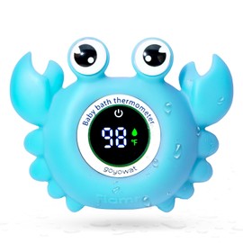 Baby Bath Thermometer,Newborn Swimming Safety Toy Thermometer,Bathtub Water Thermometer,Large Eyed Crab Toy Floating Water Temperature Gauge Baby Temperature Warning,Infant Bath Thermometer