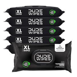 DUDE Wipes - Flushable Wipes for Adults - 6 Pack, 288 count- Odor Destroyer XL Adult Wet Wipes - Deodorizing with Odor-Destroying Technology