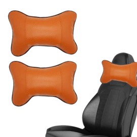 Vastsea Pack of 2 PU Leather Neck Cushion, Car Neck Pillow, Car Seat Headrest Cushion, for Car Seat Headrest (Brown)