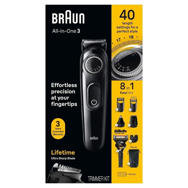 Braun All-in-One Style Kit Series 3 3470, 8-in-1 Trimmer for