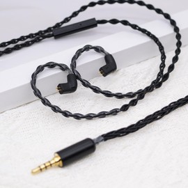 Yongse 2PIN/MMCX/TFZ/QDC IEM Headphone Replacement Cable, 6N OCC 4ft Upgraded Stereo 3.5/4.4mm Balanced Jack, Silver Plated 8 Strand Earphone Earbuds Audio Extension Cord - TFZ 3.5mm with Mic