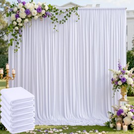 30ft x 10ft Wrinkle Free White Backdrop Curtains for Parties Wedding, 6 Panels 5x10ft Silky Soft Polyester Photo Backdrop Drapes for Party Birthday Baby Shower Photography Cloth Background