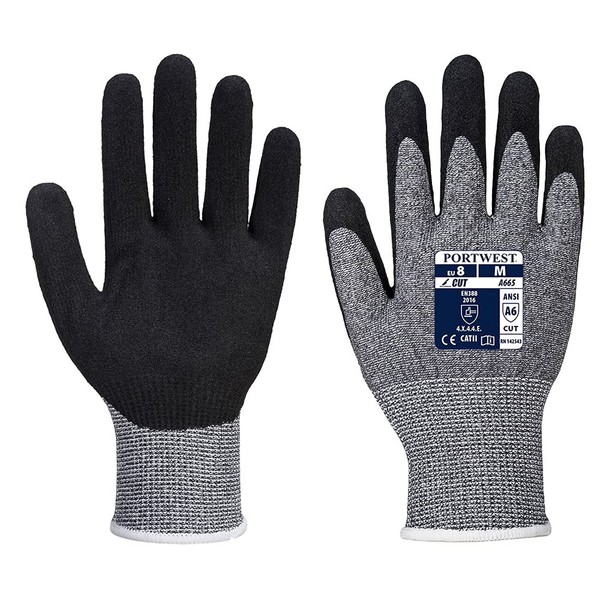 Portwest unisex VHR Advanced Cut Gloves, Grey/Black, Large