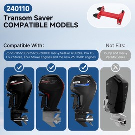 Iridesc 240110 4-Stroke Transom Saver Motor Tote, Compatible with Merc-Y 75/90/115/200/225/250/300HP & V6 175HP Engines, Red, Stainless Steel Frame, Transom Mount