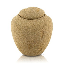 OneWorld Memorials Sandy Beach Recycled Material Biodegradable Cremation Urn - Small - Holds Up to 50 Cubic Inches of Ashes - Sand Brown Biodegradable Cremation Urn