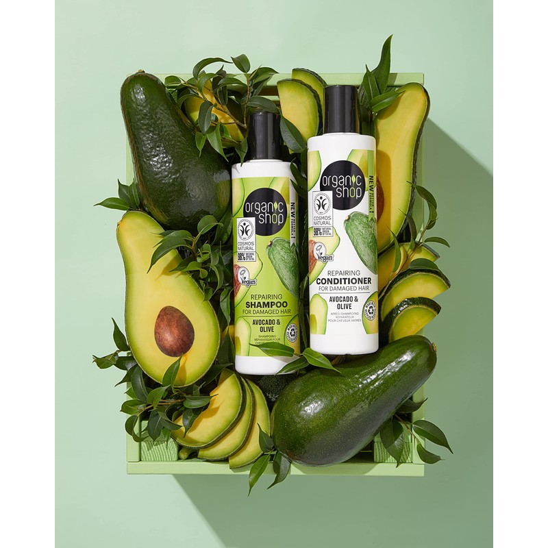 Organic Shop Repairing Shampoo for Damaged Hair Avocado and Olive,