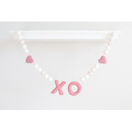 Mini Felt Factory | Christmas Felt Garland ~7 Ft 100% Wool Pom 2.5 cm Balls Ornament Boho Pink Holiday Bright Decor Mantel Hanging Seasonal Banner Craft Wall Party (Pink Valentine)