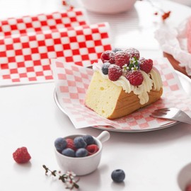 GeeRic GeeRic Waxed Deli Paper Sheets 12 * 12 Inch, 100 Pcs Food Basket Liners for Sandwiches, Burgers, Checkered Deli Wrap Wax Paper Sheets Red