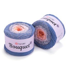 Yarn Art Bouquet Pure Cotton Yarn - 546 yds 8.80 Oz Multicolor Marbled Cotton Yarn - Rainbow Crochet for All Season Projects -%100 Cotton Fine(3) - (1 Skein) (713)