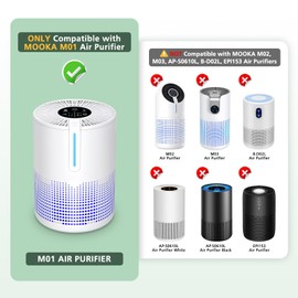 M01 Replacement Filter Compatible with MOOKA M01 Air Purifier, H13 True HEPA Filter, 3-in-1 Pre-Filter, HEPA Filter, High-Efficiency Activated Carbon Filter Filtration System, 2 Pack