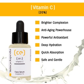 Skincyclopedia Facial Serum Treatment, Pure Vitamin C Face Serum +3 Hydrogel Eye Pads, Brightener, Dark Spot Reducer, Boosts Natural Collagen, Improves Skin Bumpy Texture, Oil Control