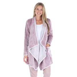 Sleepyheads Pajama Women's Fleece Long Sleeve Wrap Robe Cardigan with Pockets, Wrap- Heather Cranberry, Medium