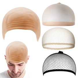Latex Bald Cap, Latex Bald Cap, Latex Bald Mask Bald Head, Elastic Hair Net, Bald Cap for Adults Makeup Bald Head Wig Cap Costume Accessories, Cosplay Hat