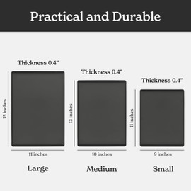 SMIRLY Plastic Cutting Board Set 3 Pieces, Non-Slip Dishwasher Safe Chopping Boards for Kitchen, Dark Grey