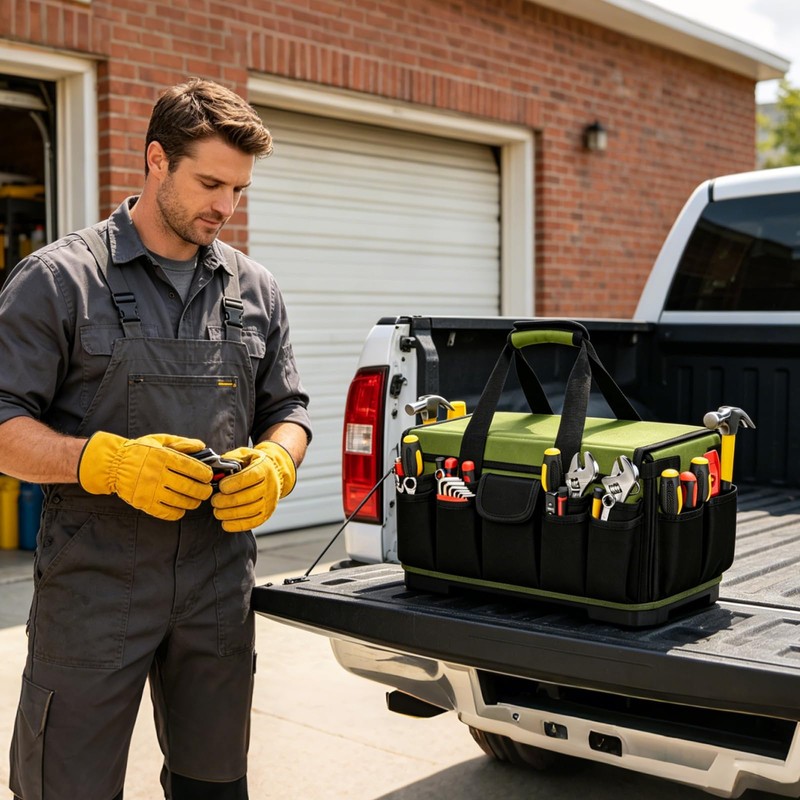 18-Inch Heavy Duty Tool Bag, 45-Pocket Large Capacity Tool Organizer