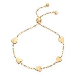 PAVOI 14K Gold Plated Heart Charm Bracelet for Women, Adjustable Chain, Hypoallergenic - Color: Yellow Gold