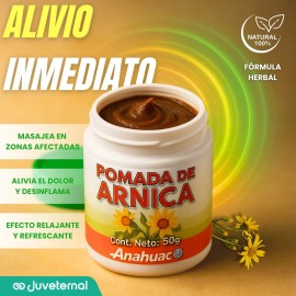ANAHUAC Pomada de Árnica, Alcanfor y Guayacol, Frasco de 50 g, Alivio Rápido para Golpes, Dolores Musculares y Articulares