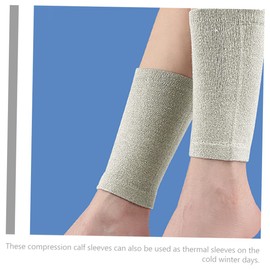 PACKOVE 2Pairs Compression Calf Sleeves for Sports of Thermal Leg Sleeves Mid Grey Camel Premium Ankle Support for Basketball Running and Daily Wear