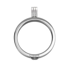 Quiges 90cm Necklace Set Silver Plated Stainless Steel with Pendant and 33mm Cube Pattern Shell Pearl Coin