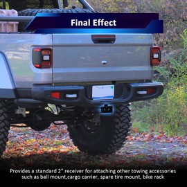 Wsays 2" Class 3 Trailer Receiver Hitch Rear Towing Hitch Compatible with Jeep Gladiator JT 2020-2024