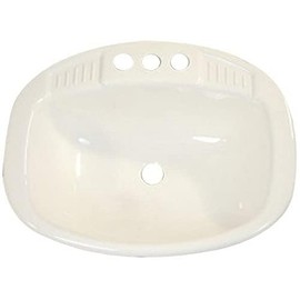 Camper Comfort 16 x 20 Oval Sink | RV Sink | 3 Faucet Holes | Single Bowl Lavatory Sink