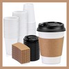 Pokanic Paper White Cups [12 oz] with Lids and Sleeves