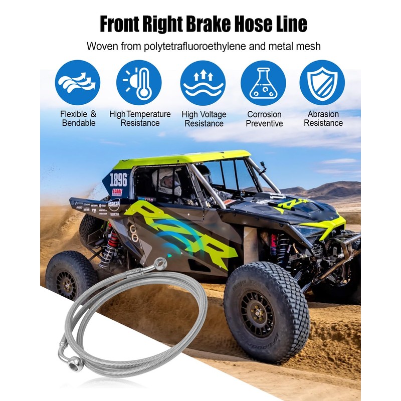 Upgrade 1911735 Front Right Brake Hose Line Compatible with Polaris