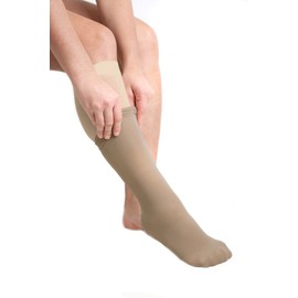 Carolon - Multi Layer Ulcer Care - Knee High - Stocking with Liner - 30-40mmHg, 2 Over-Socks Plus 2 Under Liners – 1 Pair (Beige, B Regular)