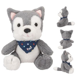 Depesche 12455 Snukis Cuddly Toy Wolf Paul with Soft Fur in Grey/White, Approx. 18 cm Plush Toy with Neckerchief